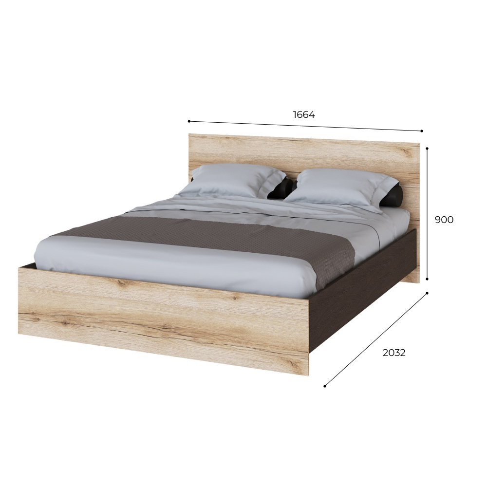 Кровать 160x200 с настилом из ДСП Плейона, венге