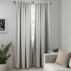 IKEA MAJGULL  (ИКЕА МАЙГУЛЛ)  -  Шторы, 1 пара, на ленте/светло-серый, 145x250 см
