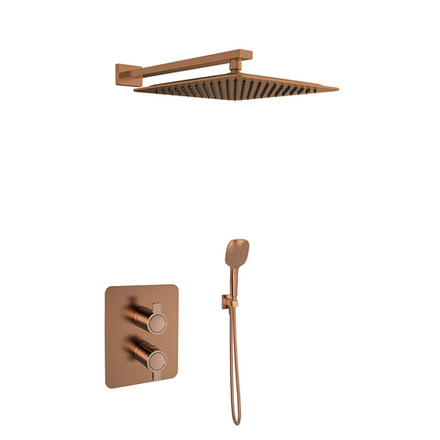 Встраиваемый термостат. смеситель для душа с троп. и ручным душем BLAUTHERM 948722RPK300OC золото