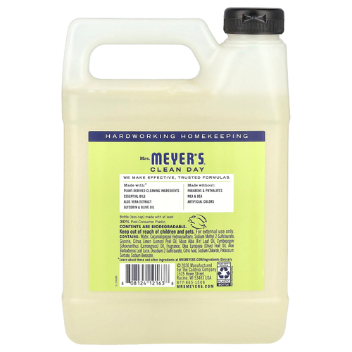 Mrs. Meyers Clean Day, Жидкое мыло для рук в экономичной упаковке с ароматом лимонной вербены, 975 мл (33 жидких унции)