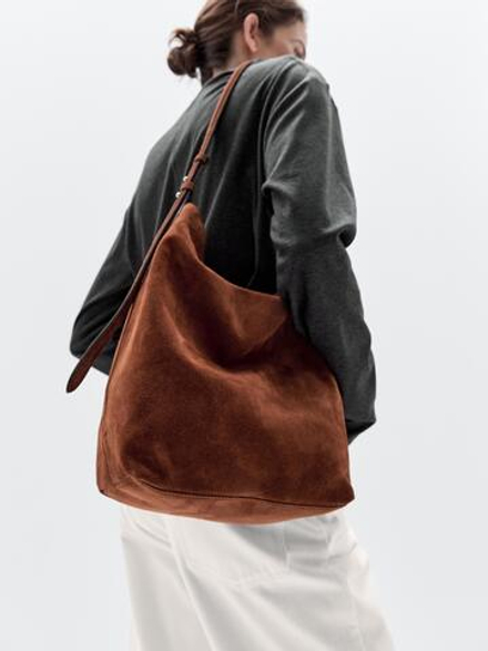 Massimo Dutti Замшевая сумка, цвет кожи