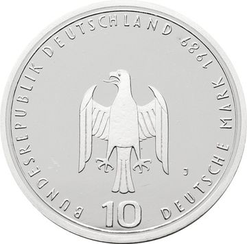 10 марок 1989 Proof Германия «800 лет Гамбургскому порту»