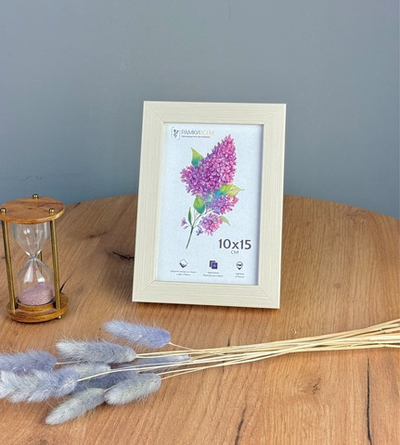 Фоторамка пластиковая 10х15 см, бежевая, структура дерева, арт. 1015.127316