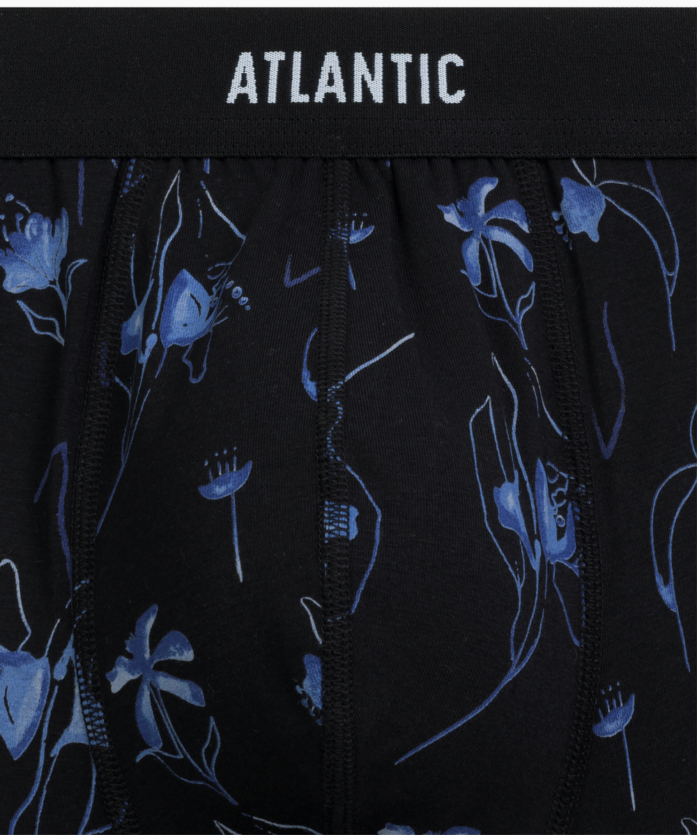 Мужские трусы шорты Atlantic, набор из 3 шт., хлопок, черные + голубые + черные, 3MH-229