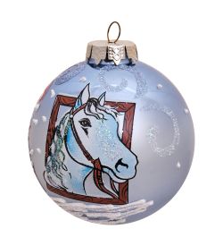НФШ-1453/1 Ел.украшение Шар «Дед Мороз и конь» 85 мм