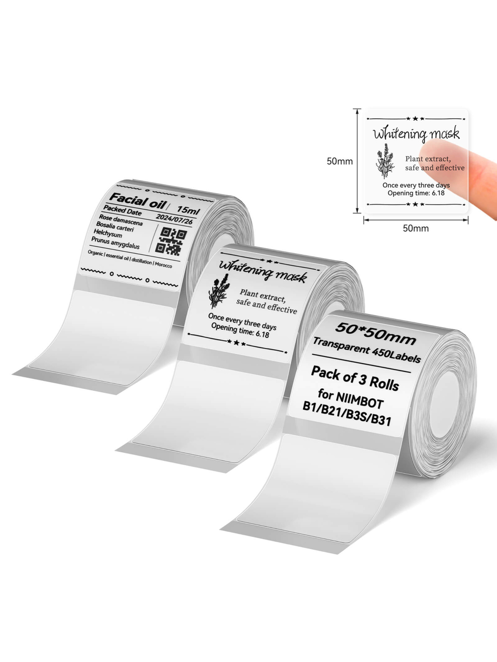 Niimbot Этикетка, TT50*50-150Transparent*3Rolls