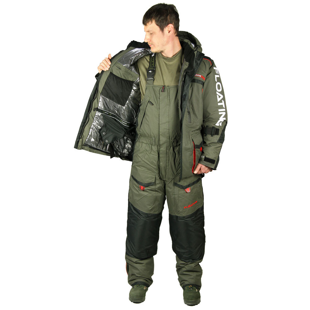 Костюм зимний ПОПЛАВОК SIBERIA FLOATING ХАКИ/ЧЕРНЫЙ BREATHABLE ХАНСМАН