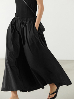 Massimo Dutti Юбка миди с плиссировкой, черный