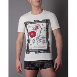 Мужская футболка белая с короткими рукавами и круглым вырезом YAX Poppy JDM2333_057