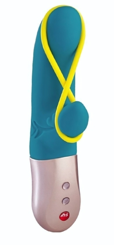 Бирюзовый мини-вибратор Amorino с силиконовой петлёй - 17,7 см. (Цвет: бирюзовый)