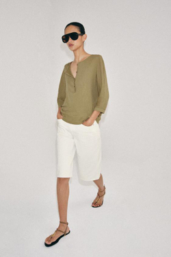 ZARA ДЖИНСОВЫЕ ШОРТЫ СО СРЕДНЕЙ ПОСАДКОЙ — ZW COLLECTION, БЕЛЫЙ