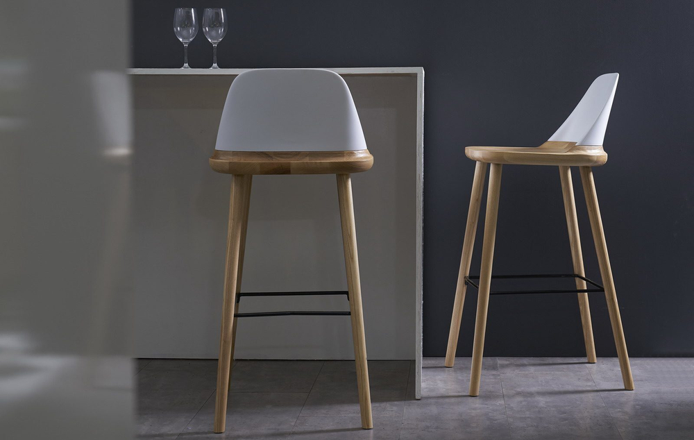 Барный стул BS-S123A белый/бук