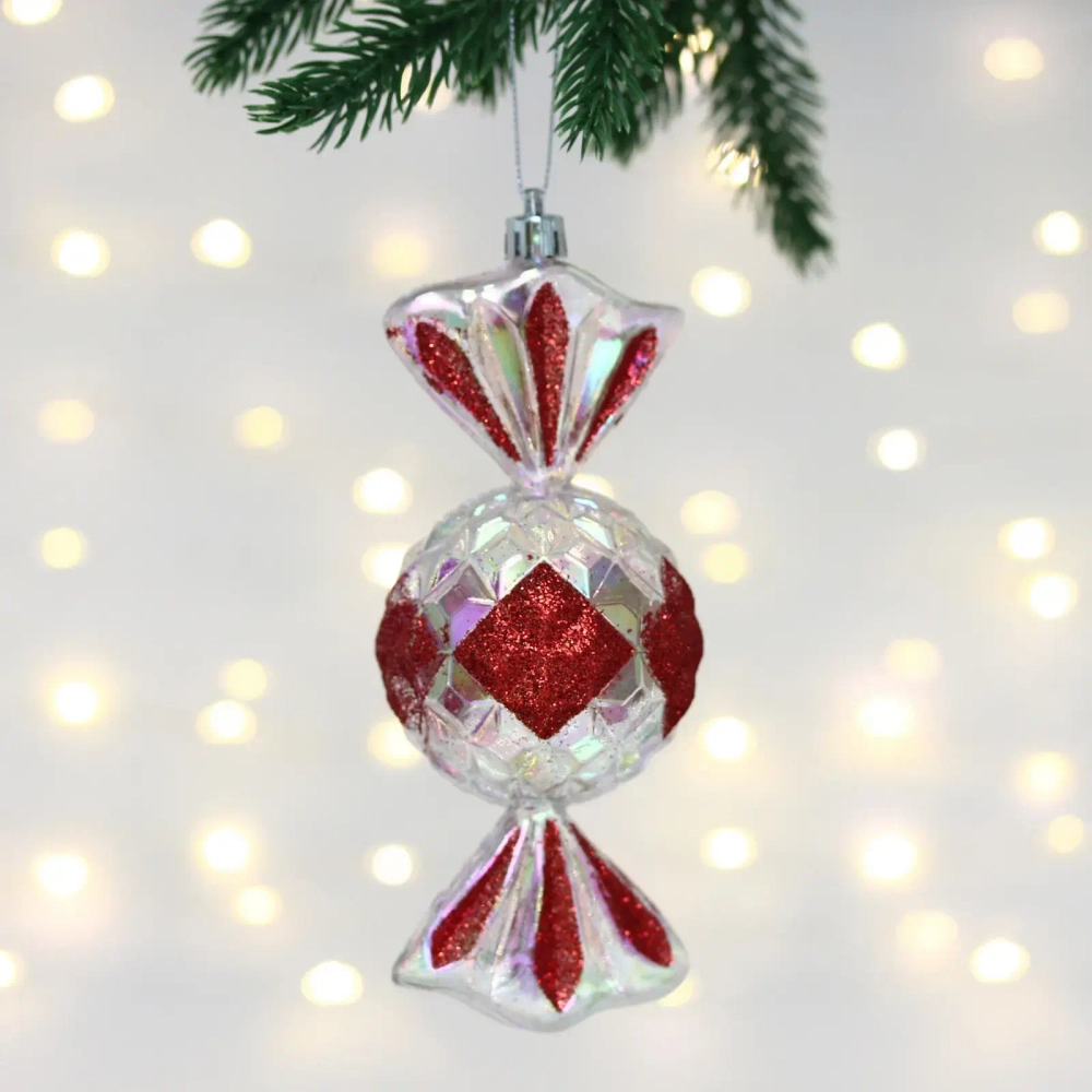 Елочная игрушка «Сладкая конфетка» 6,3*6,3*15 см, Красный