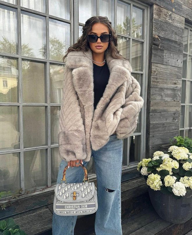 Эко - шуба бомбер под норку