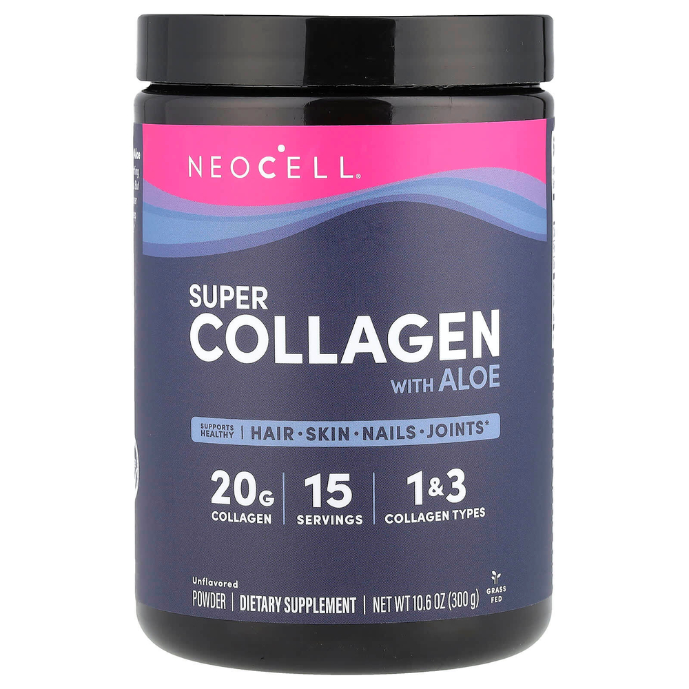 NeoCell, Суперколлаген с алоэ, без добавок, 300 г (10,6 унции)