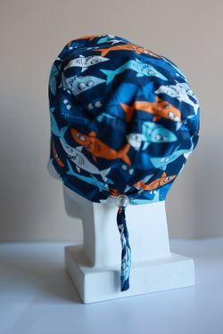 Медицинский колпак (Принт «Акулы на синем»)