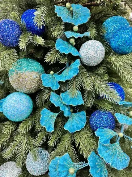 Ветвь Гинго бирюзовая 74 см., 1 шт., Christmas DeLuxe (86688)