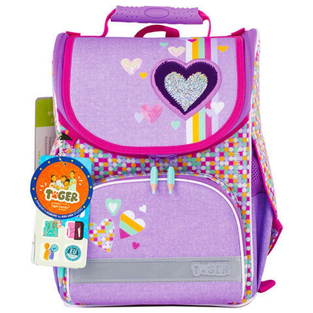 Ранец TIGER FAMILY, для начальной школы, Nature Quest, девочка, "Pink Amour", 35х31х19 см, 227865, TGNQ-041A