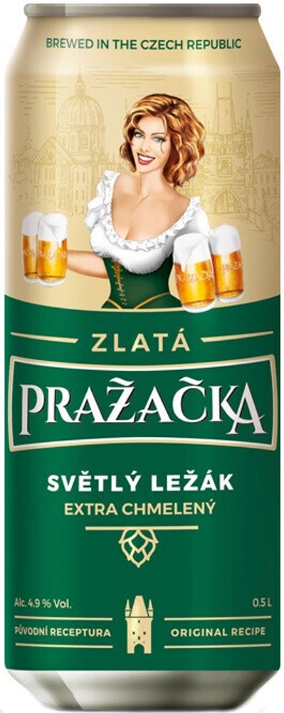 Пиво Пражечка Злата Светлый Лежак / Prazacka Zlata 0.5 - банка