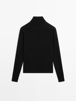 Massimo Dutti Свитер из смесовой шерсти с высоким воротником, черный