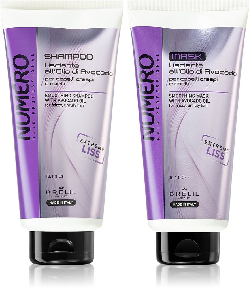 Brelil Numéro Smoothing shampoo for unruly hair 300 мл + smoothing mask for unruly hair 300 мл Smoothing Set