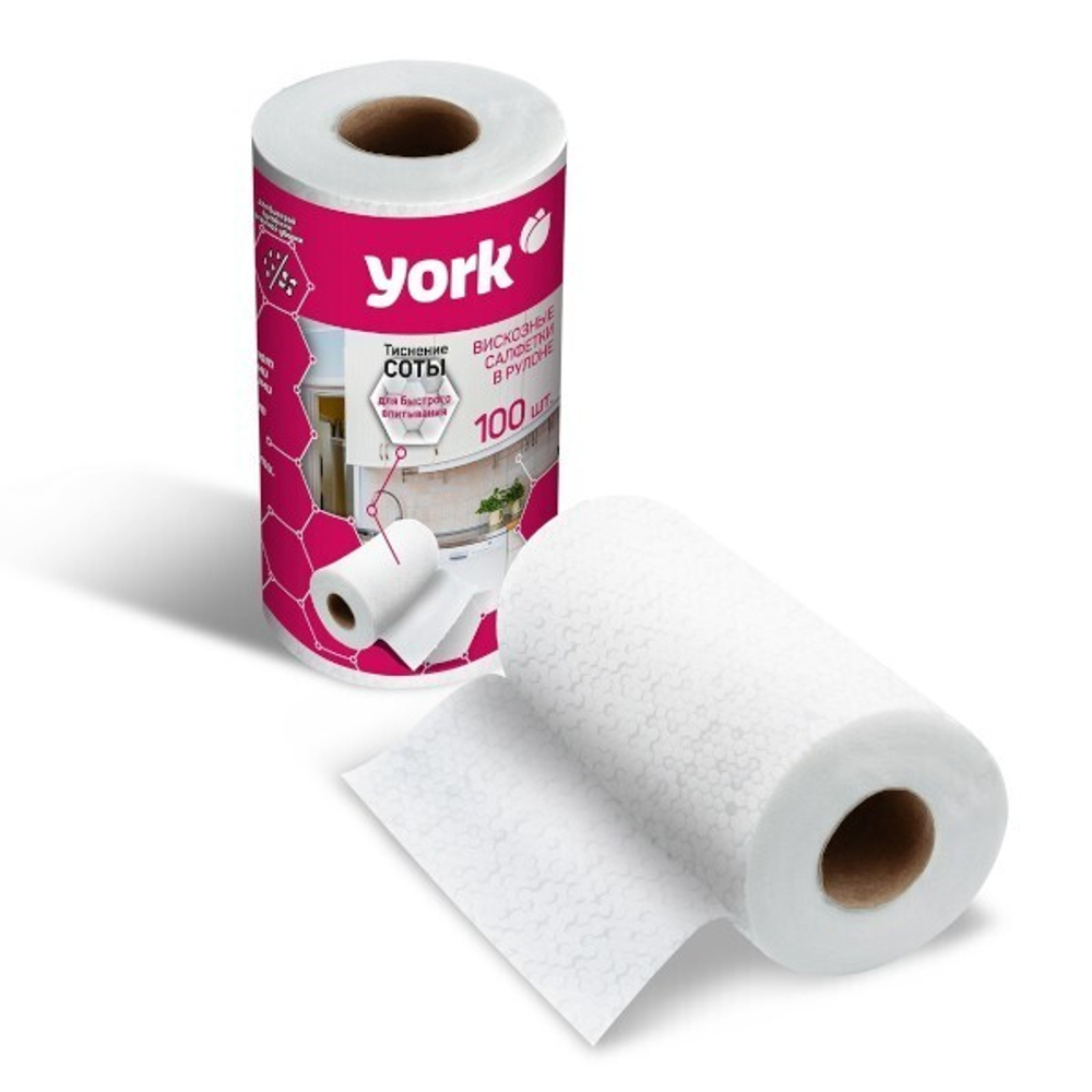 Салфетки Соты универсальные в рулоне YORK 100шт. (22,5х25 см)