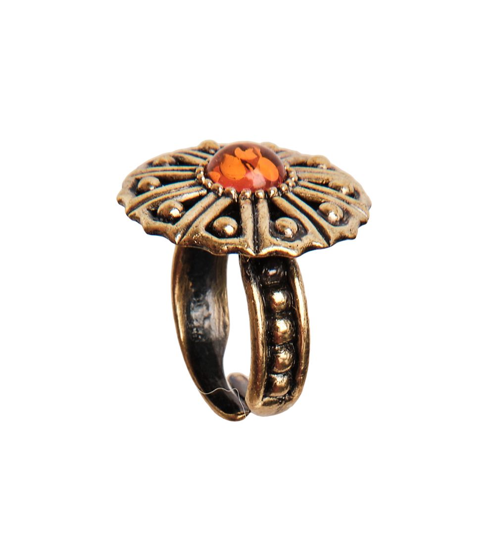 AM-2660 Кольцо «Веер» (латунь, янтарь)