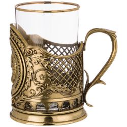 СТАКАН С ПОДСТАКАННИКОМ "СССР" 250 МЛ.ЖАРОПРОЧНОЕ СТЕКЛО С ПОЗОЛОЧЕННОЙ КАЕМКОЙ (КОР=1ШТ.)