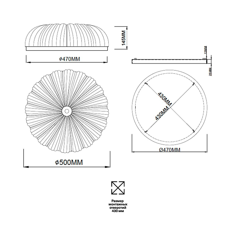 7719/60L PIKO LED SN 567 Светильник металл/стекло/прозрачный/золотой LED 60Вт 3000-6500K D500 IP20 пульт ДУ TESORO