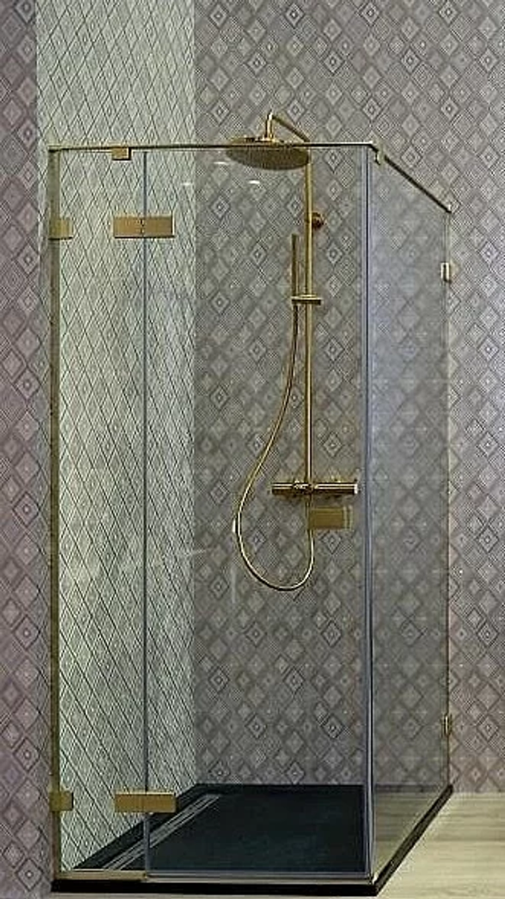 Душевой уголок Cezares Bellagio 120х90 BELLAGIO-AH-1-120/90-C-BORO стекло прозрачное/профиль матовое брашированное золото