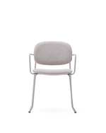 Стул Meli из бежевого шенилла с бежевой металлической структурой