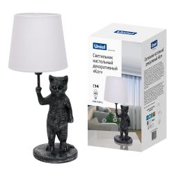 UML-B465 E14 SILVER Светильник настольный декоративный Кот. под лампу Е14. 40W. Механический выключатель. Серебристый. ТМ Uniel