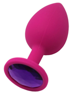 Средняя анальная пробка малиновая с фиолетовым кристаллом (Цвет: малиновый с фиолетовым)