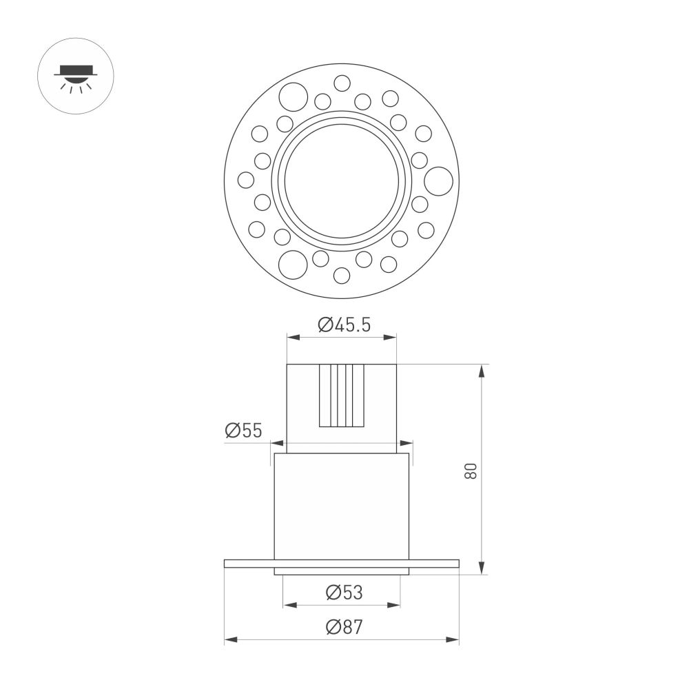 Светильник MS-INVISIO-TRIMLESS-R55-15W Day4000 (WH-WH, 36 deg, 230V) (Arlight, IP54 Металл, 5 лет) 061918