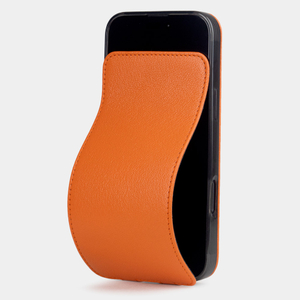 Чехол iPhone 16 Pro натуральная кожа козы, оранжевого цвета