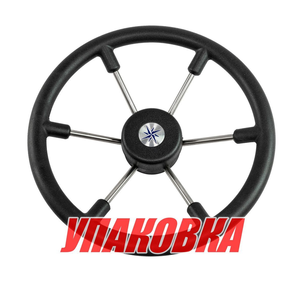 Рулевое колесо LEADER TANEGUM черный обод серебряные спицы д. 360 мм (упаковка из 6 шт.)