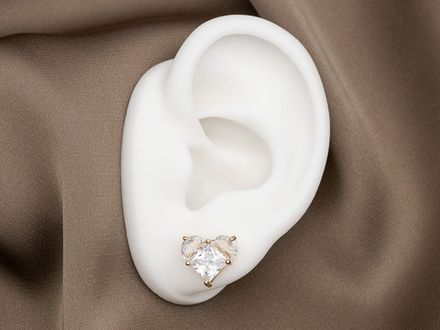 Серьги "Сердце" 11мм, с прозрачными кристаллами