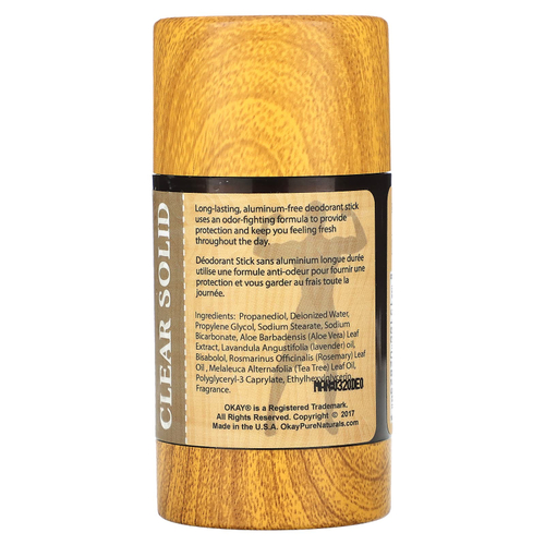 Okay Pure Naturals, Мужской дезодорант без алюминия, свежесть, 3 унции (85 г)
