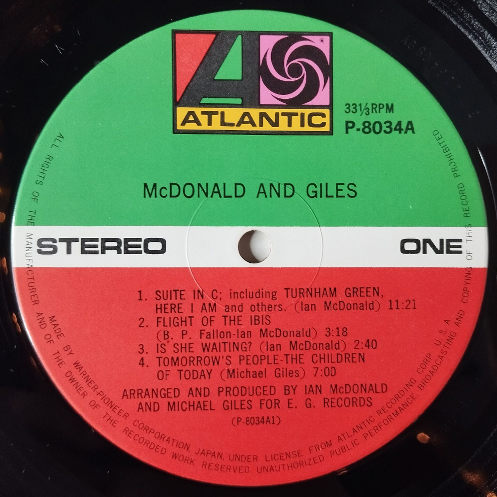 Винтажная виниловая пластинка LP King Crimson McDonald And Giles (Japan 1974) (No Obi)