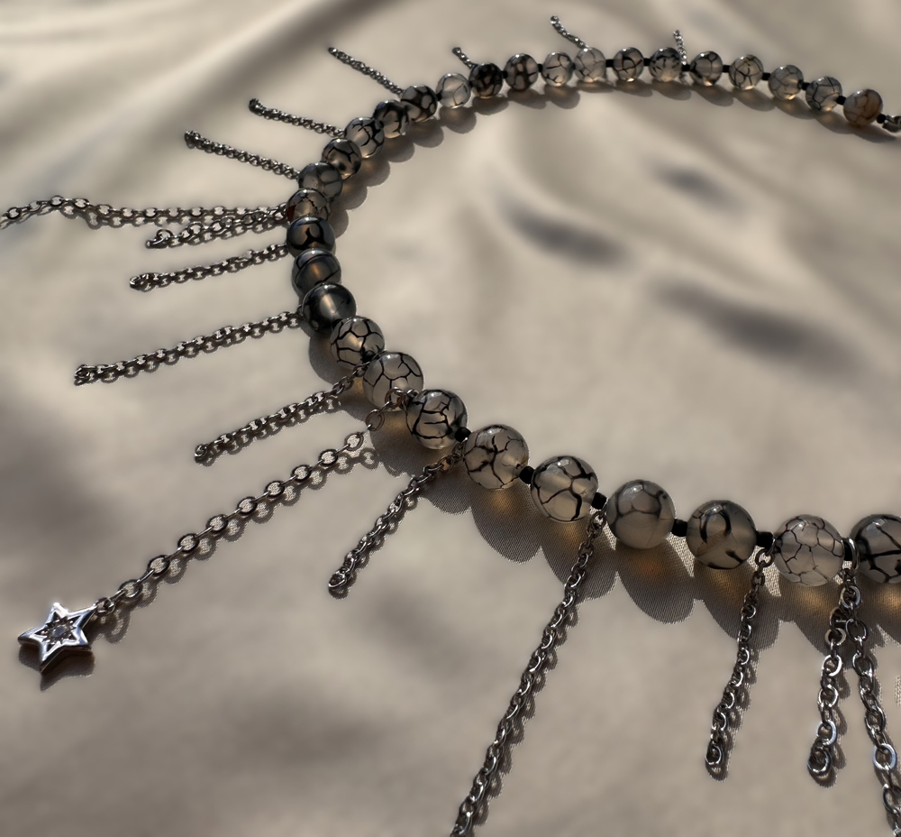 Колье «Лунные кружева» — агат «Вены Дракона»