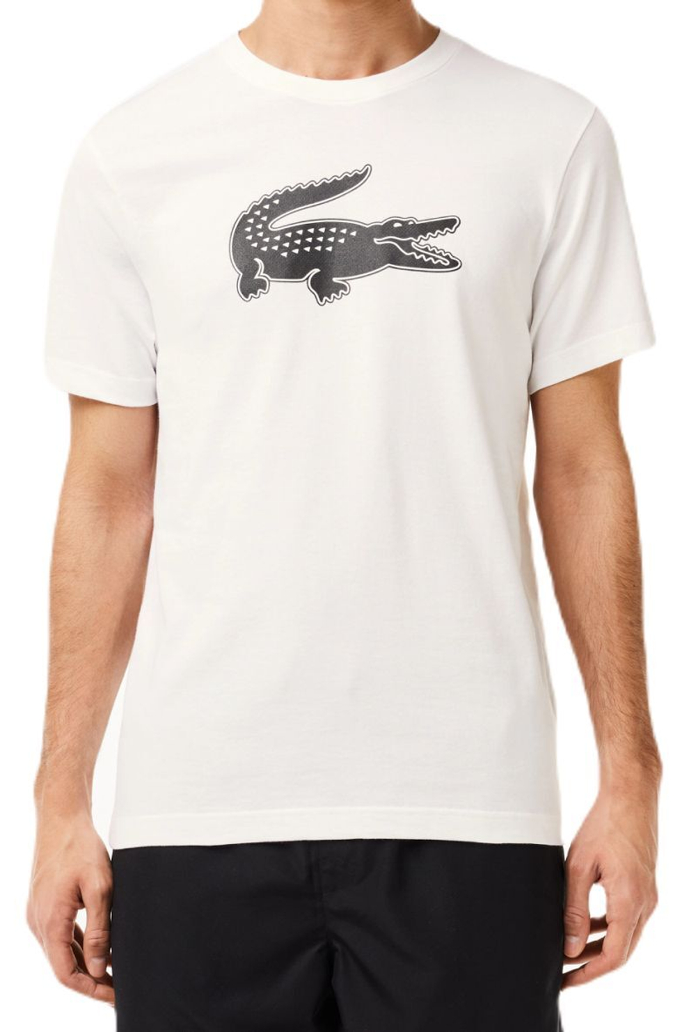 Мужская теннисная футболка Lacoste SPORT 3D Print Crocodile Breathable Jersey T-shirt - белая