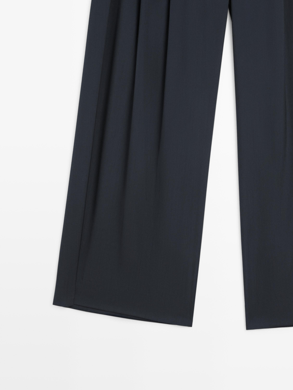 Massimo Dutti Брюки из шерстяной смеси со складками, темно-синий