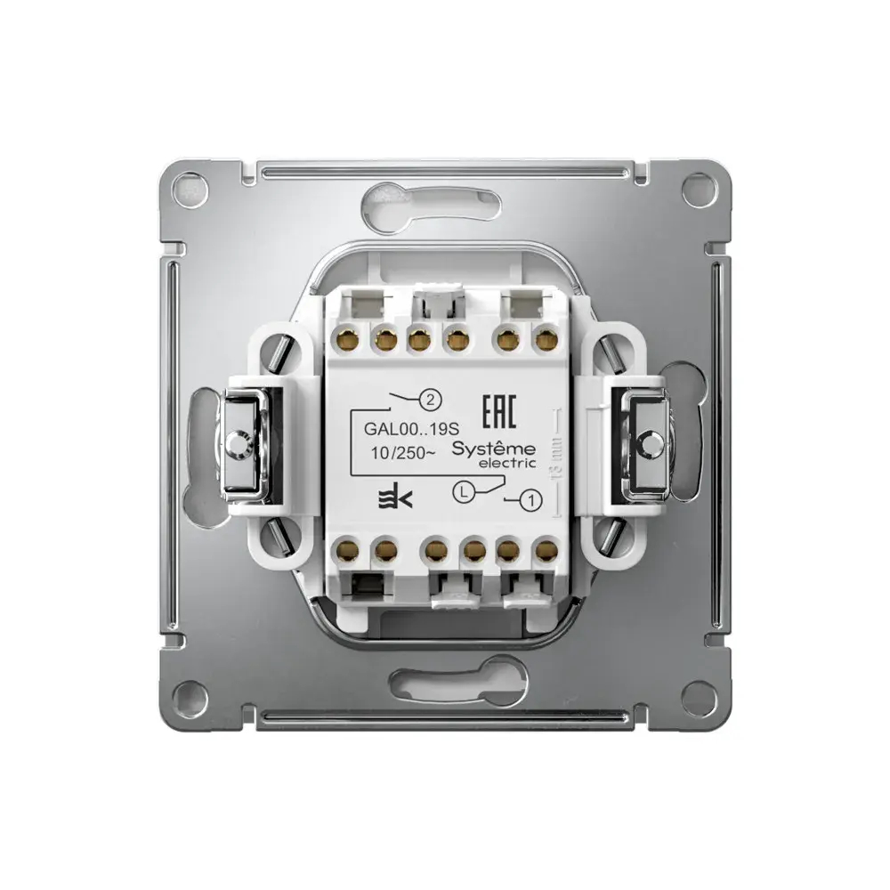 ARTGALLERY 2-клавишный ВЫКЛЮЧАТЕЛЬ ДЛЯ ЖАЛЮЗИ, 2х сх.4, 10А, механизм, быстрозажим. клем., АЛЮМИНИЙ