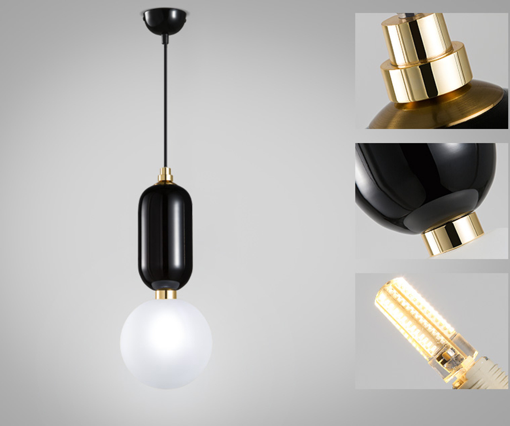 Pendant design lamp Aballs  by Parachilna (Black,  D15)