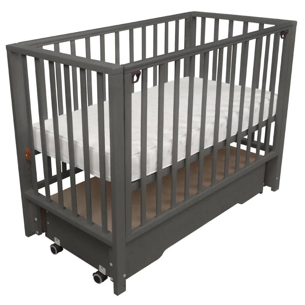 Кровать детская Indigo Norden маятник на колесах, ящик графит