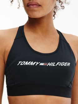 Теннисный бюстгальтер Tommy Hilfiger Mid Intensity Graphic Racer Bra - Black
