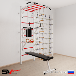 Шведская стенка Sv Sport 5680 (Турник рукоход/Брусья/Стойка/Скамья/Кольца/Лестница/Канатный лаз)