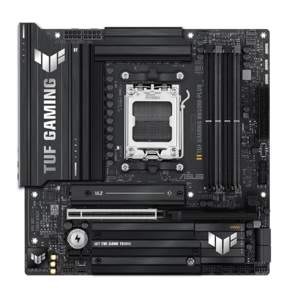 Материнская плата ASUS TUF GAMING B850M-PLUS (Socket AM5, mATX, 4xDDR5(256GB), DP / HDMI, 1xPCIe 5.0x16 / 1xPCIe 4.0x1, 1xLAN (2.5GbE), 4xSATA 6Gb / s, 3xM.2, 1xType-C, 7xUSB 3.2, 4xUSB 2.0)