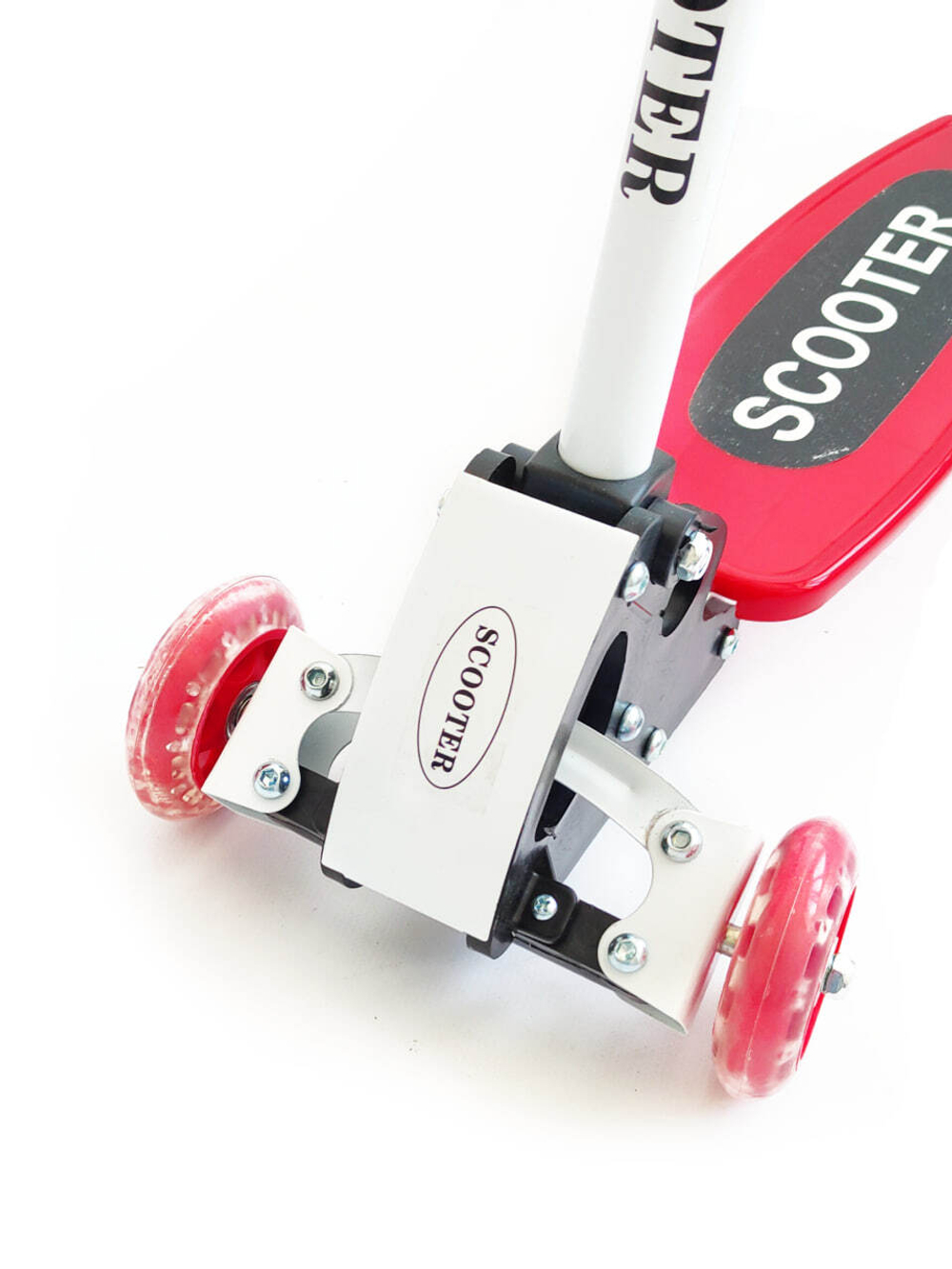 Самокат детский 3-х колесный СКЛАДНОЙ регул. высота руля 53-78 см, 40 кг) бело-розовый 36001