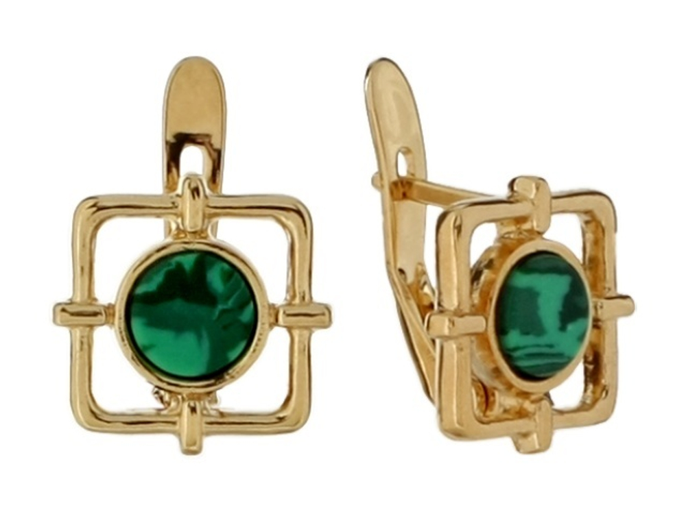 "Гиперболоид" серьги в золотом покрытии из коллекции "Открытие" от Jenavi с английским замком